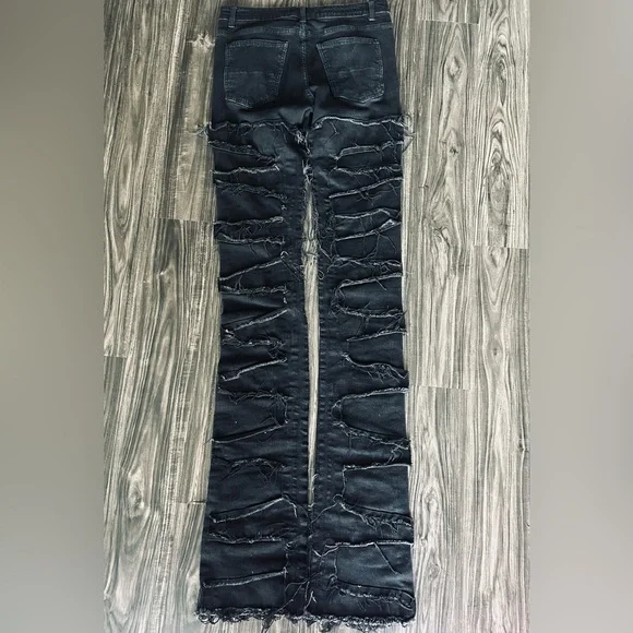 Rockstar Originals Jean Mens 34x46 Black Bootcut Flared Distressed Detailing - Picture 9 of 13